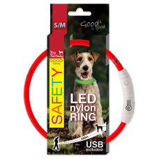 Obojek Dog Fantasy LED nylonový S-M, červená