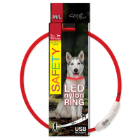 Obojek Dog Fantasy LED nylonový M-L, červená