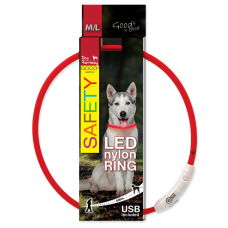 Obojek Dog Fantasy LED nylonový M-L, červená