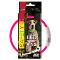 Obojek Dog Fantasy LED nylonový S-M, růžová