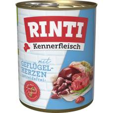 Rinti Dog Kennerfleisch konzerva Drůběží srdíčka 800g