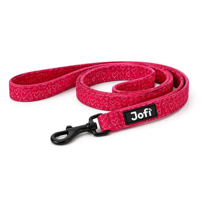Jofi vodítko pro psy Red Hearts, M, 2x152cm