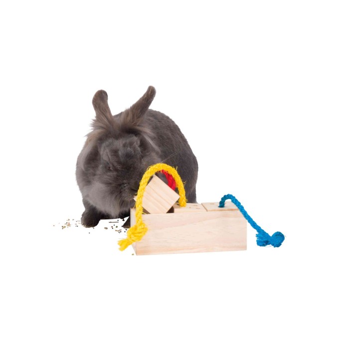 Trixie hra pro králíky - dřevěná kostka na pamlsky 16x6x7 cm