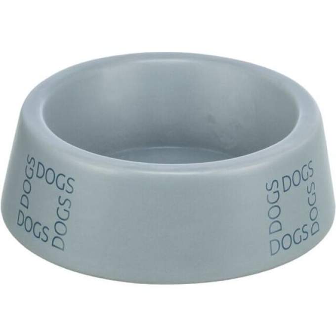 Keramická miska pro psy s nápisem DOGS, šedomodrá, 0,4l, 16cm