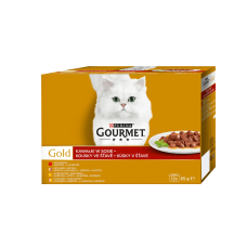 Gourmet gold šťáva 12 x 85 g hovězí,krůta,kachna,kuře,játra,losos