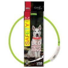 Obojek Dog Fantasy LED nylonový M-L, zelená