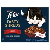 Felix Tasty Shreds 12 x 80 g hovězí,kuře,kachna, krůta ve šťávě