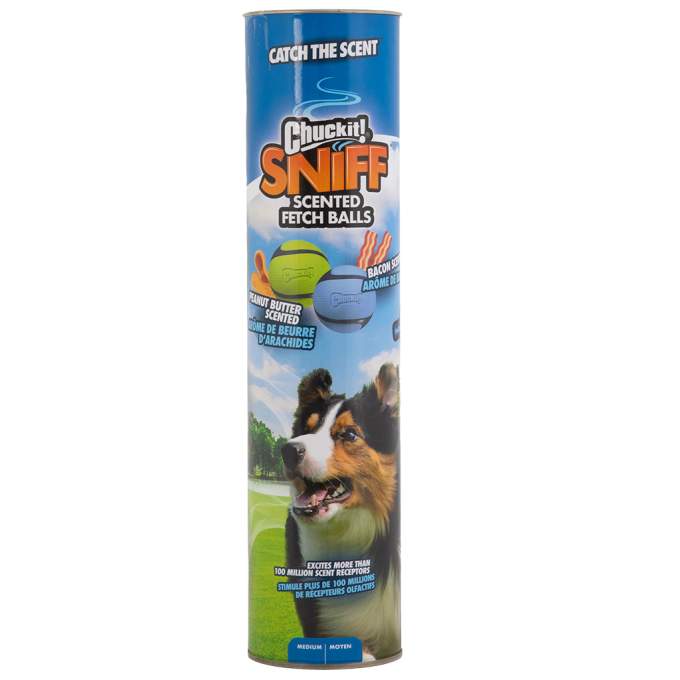Chuckit! Sniff Fetch Ball Bacon & Peanut Butter M 4-pack