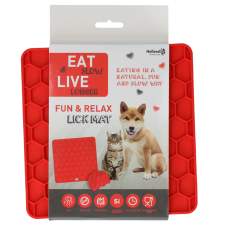 Misky, fontány & láhve pro psy - Eat Slow Live Longer Lick Mat Honeycomb Red