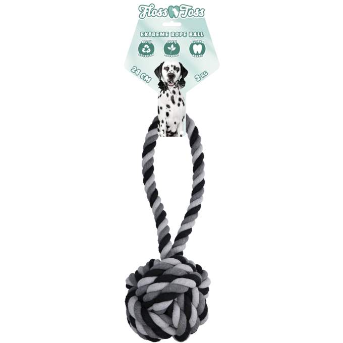 Hračka pro psy - Floss Toss Natural Dental Ropes Floss Toss Dental Rope Exteme Tug and Ball - 60 cm