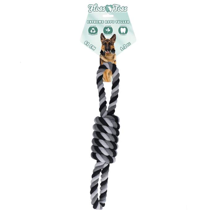 Hračka pro psy - Floss Toss Natural Dental Ropes Floss Toss Dental Rope Exteme 8-Tugger - 61 cm