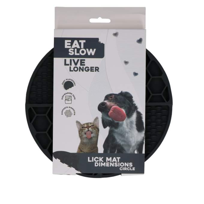 Hračka pro psy - Eat Slow Live Longer Lick Mat Dimensions Circle Grey