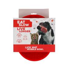 Hračka pro psy - Eat Slow Live Longer Lick Mat Wobble Bowl Red