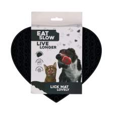 Hračka pro psy - Eat Slow Live Longer Lick Mat Lovely Heart Grey