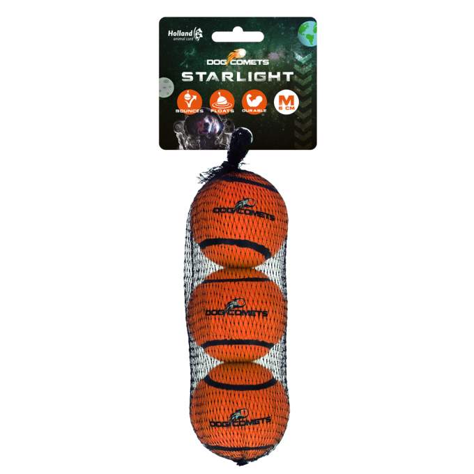 Hračka pro psy - Dog Comets Starlight Tennis Ball M Orange (3-Pack)