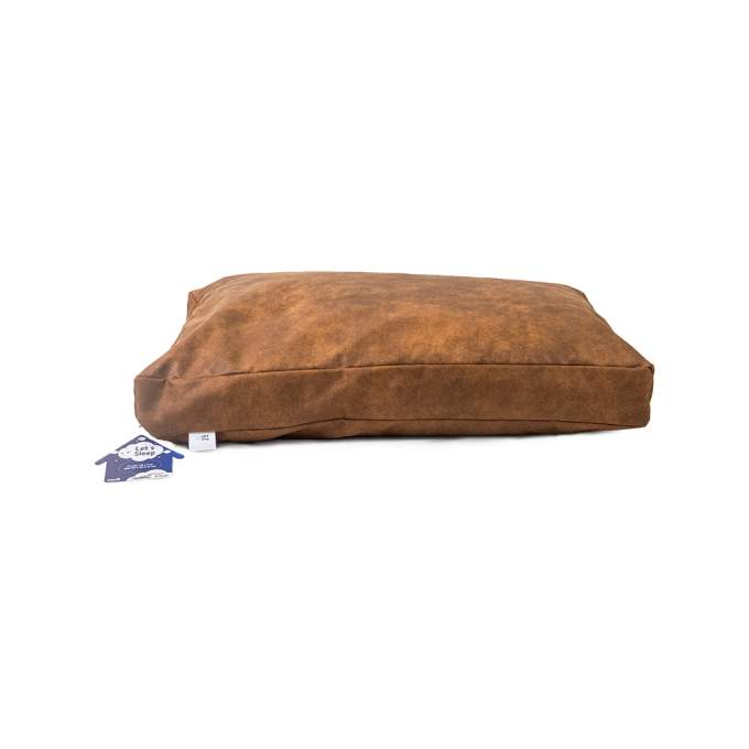 Tašky, přepravky a klece pro psy - Let's Sleep Plush Pillow Dog Bed M Cognac