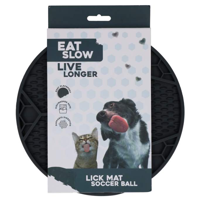 Hračka pro psy - Eat Slow Live Longer Lick Mat Soccer Ball Grey