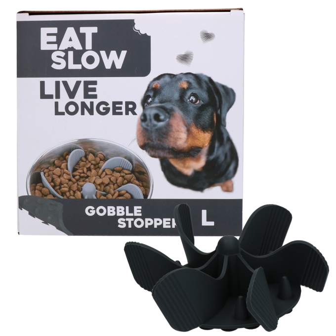 Misky, fontány & láhve pro psy - Eat Slow Live Longer Gobble Stopper Grey L