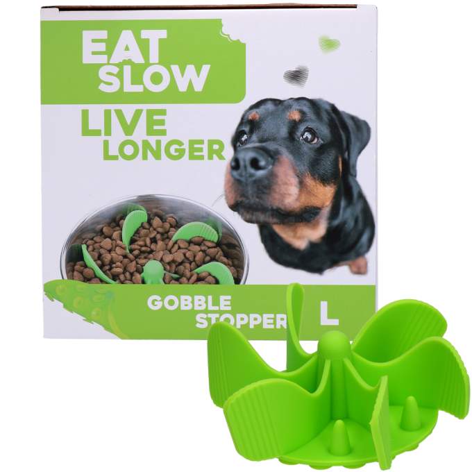 Misky, fontány & láhve pro psy - Eat Slow Live Longer Gobble Stopper Green L