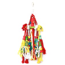 Barevná dřevěná závěsná hračka pro papoušky Rope N Tumble