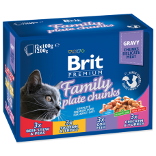 Brit Premium Cat kapsičky Family Plate 12 x 100 g