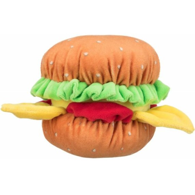 BURGER, plyšový hamburger se zvukem, 13cm
