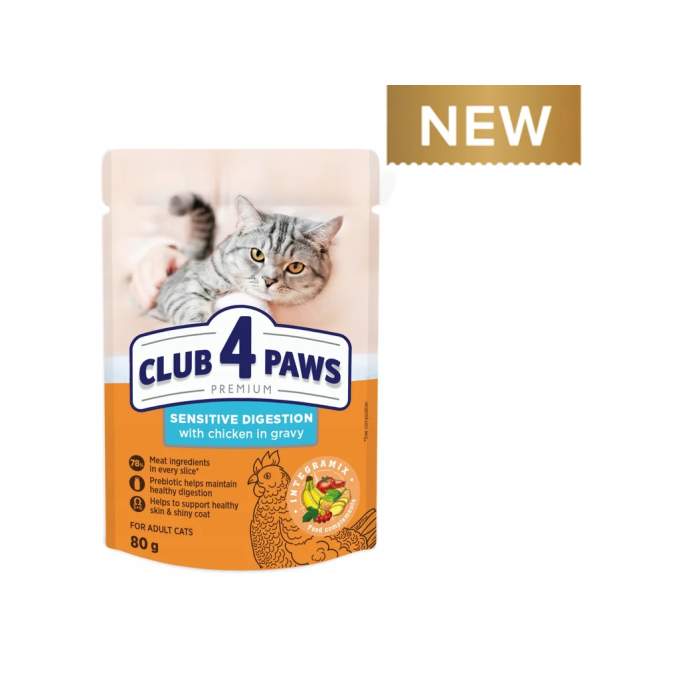Club 4 Paws Sensitive Digestion s kuřecím 85 g – kapsička pro kočky s citlivým trávením