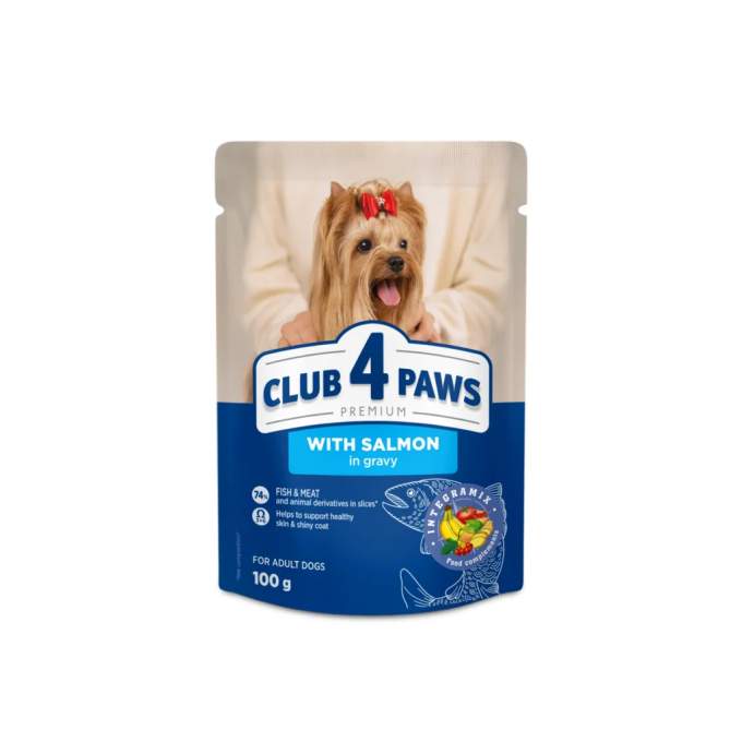 Club 4 Paws s lososem v omáčce 100 g – kapsička pro dospělé psy malých plemen