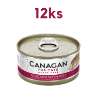 Canagan Cat konzerva Kuře s hovězím 12 x 75 g