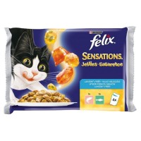 Felix Sensations s lososem s krevetou  + treskou s rajčetem v želé 4x85g