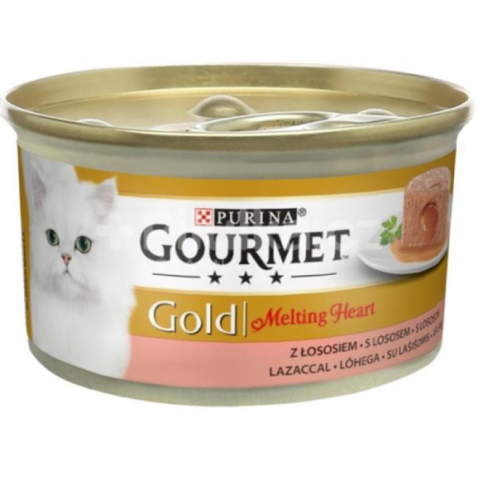 Gourmet gold Melting Heart - jemná paštika s omáčkou uvnitř, s lososem 24 x 85 g