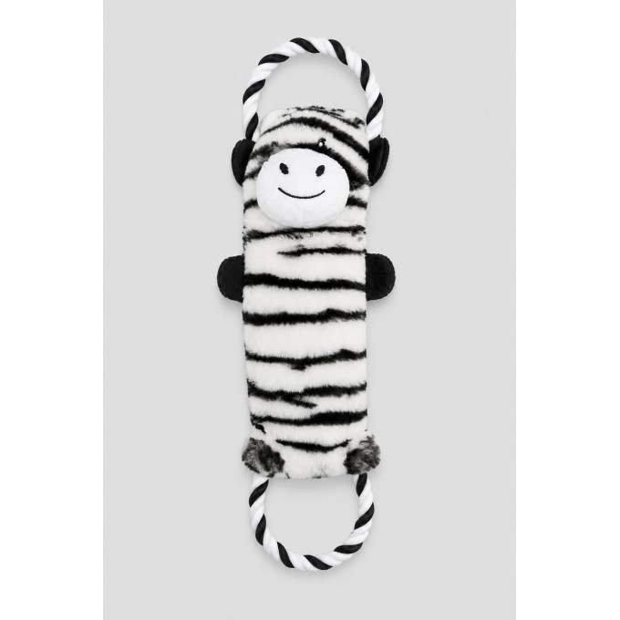 Plyšová zebra Zora s lanovými úchyty pro psy