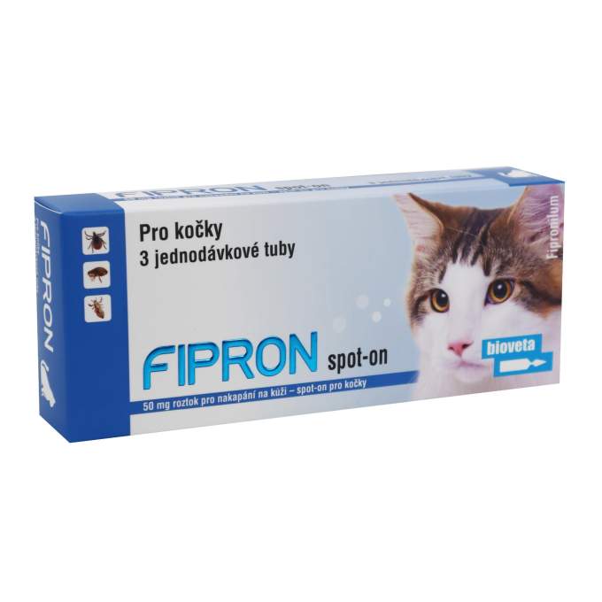 FIPRON 50 mg spot on pro kočky 3 x 0,5 ml proti blechám a klíšťatům