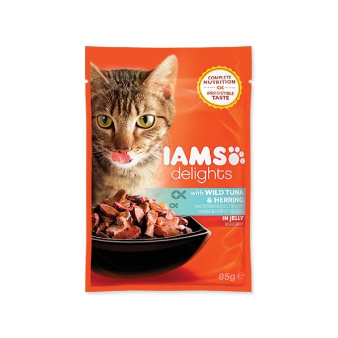 IAMS Cat delights tuna & herring in jelly 85