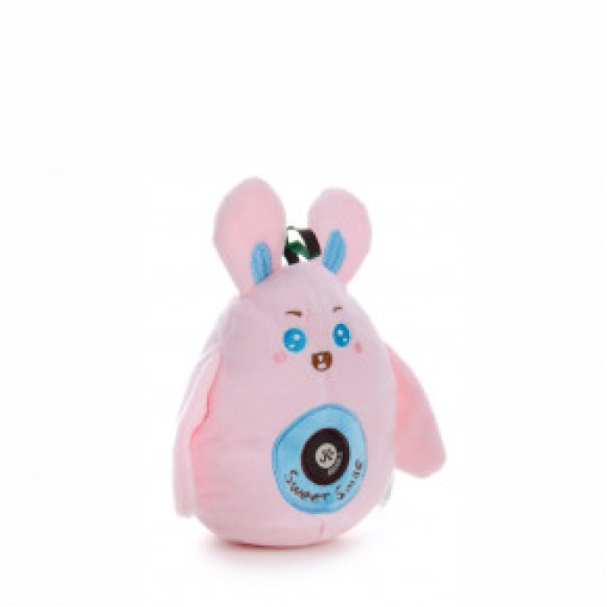 Plyšový zajíček, růžový, pískací hračka pro psy, 16 cm