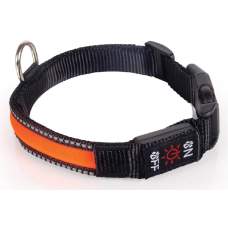 Svítící LED obojek M, 40-50cm, dobíjecí USB oranžový