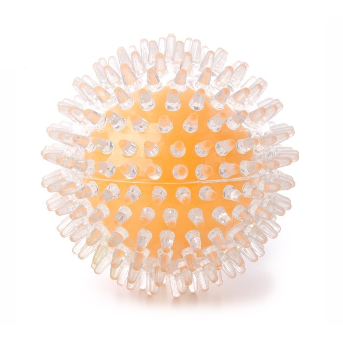 TPR míč s bodlinami žlutý, odolná (gumová) hračka z termoplastické pryže