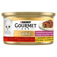 GOURMET Gold Double Pleasure s hovězím a kuřetem, 85g